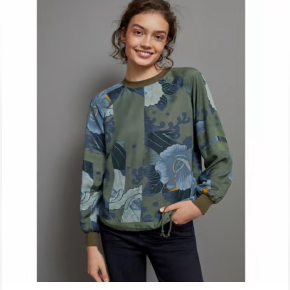 Anthropologie Green Tiny Top- XL